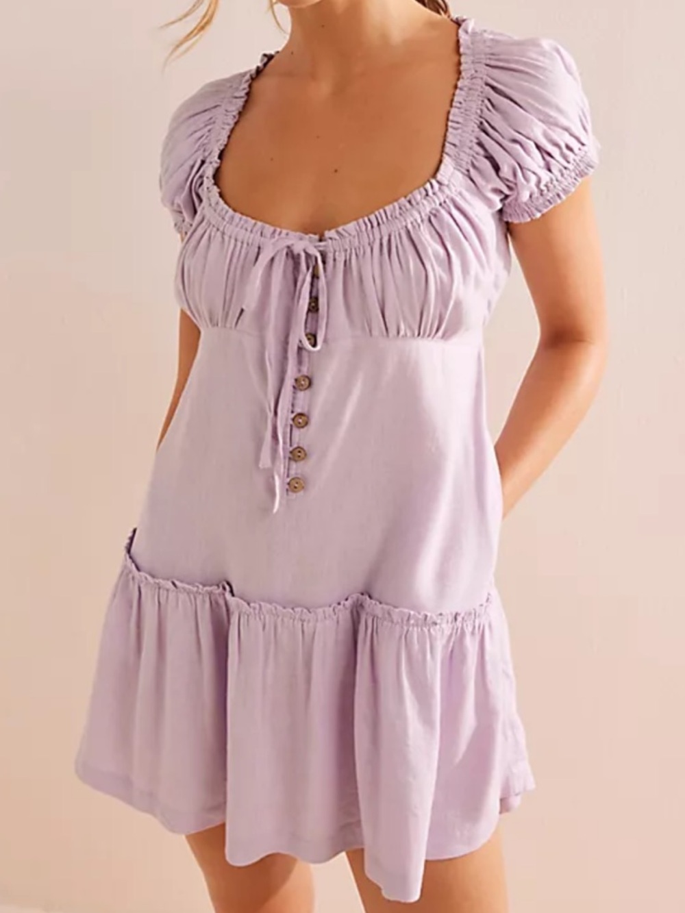 Free People Lilac Gathered Dress